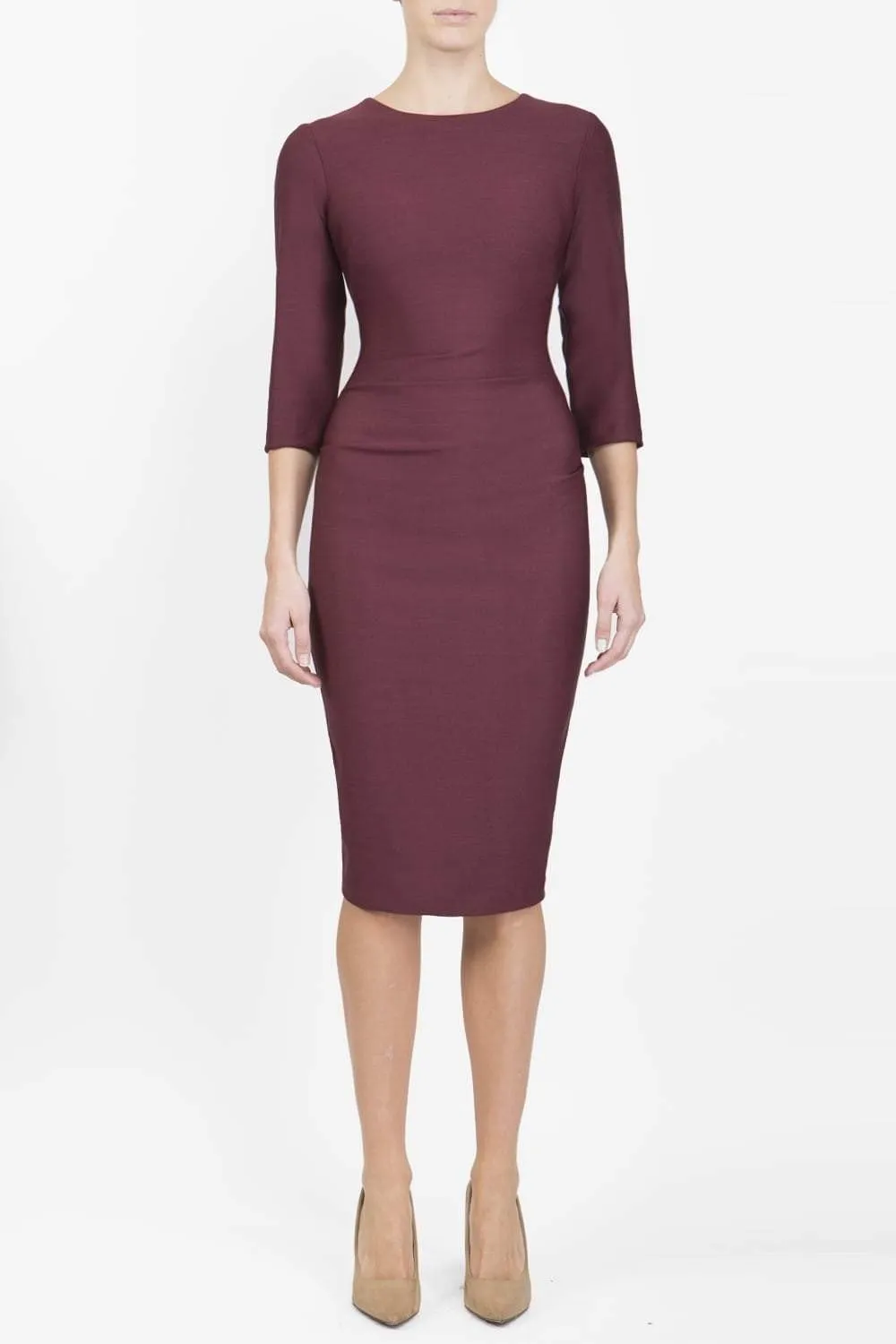 Seed Thornton Round Neck Three-quarter Sleeve Pencil Dress