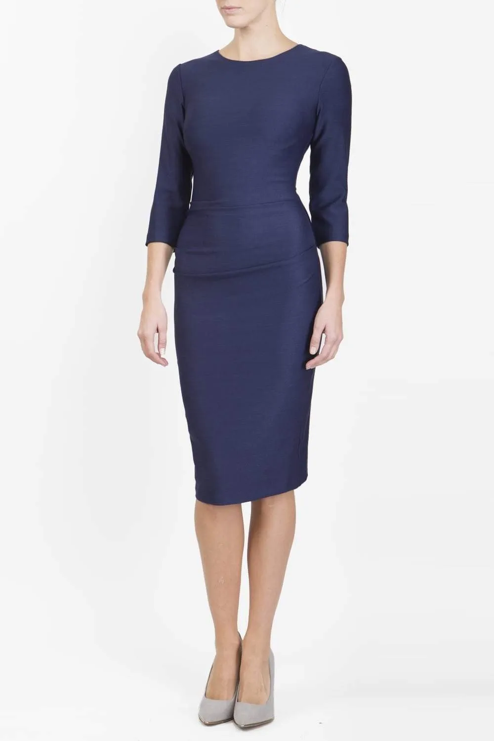 Seed Thornton Round Neck Three-quarter Sleeve Pencil Dress