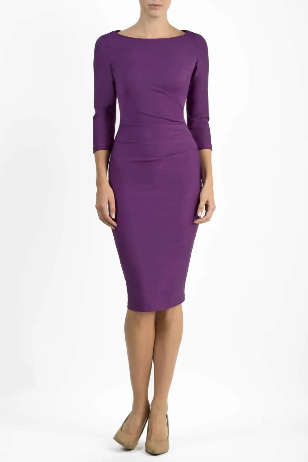 Seed Thornton Round Neck Three-quarter Sleeve Pencil Dress