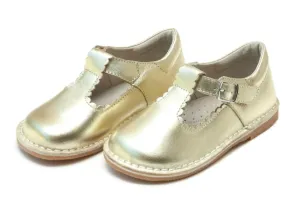 Selina Scalloped T-Strap Stitch Down Mary Jane - Gold