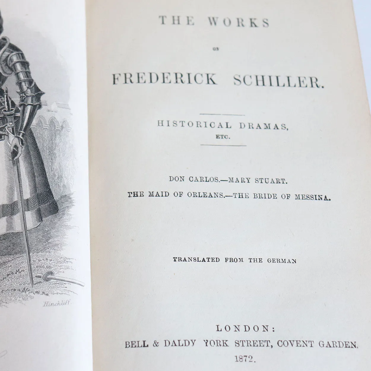 Set of Four English 3/4 Leather Bound Books: The Works of Frederick Schiller