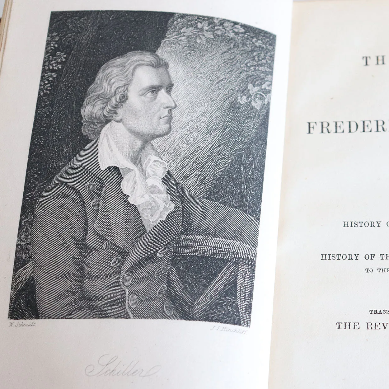 Set of Four English 3/4 Leather Bound Books: The Works of Frederick Schiller