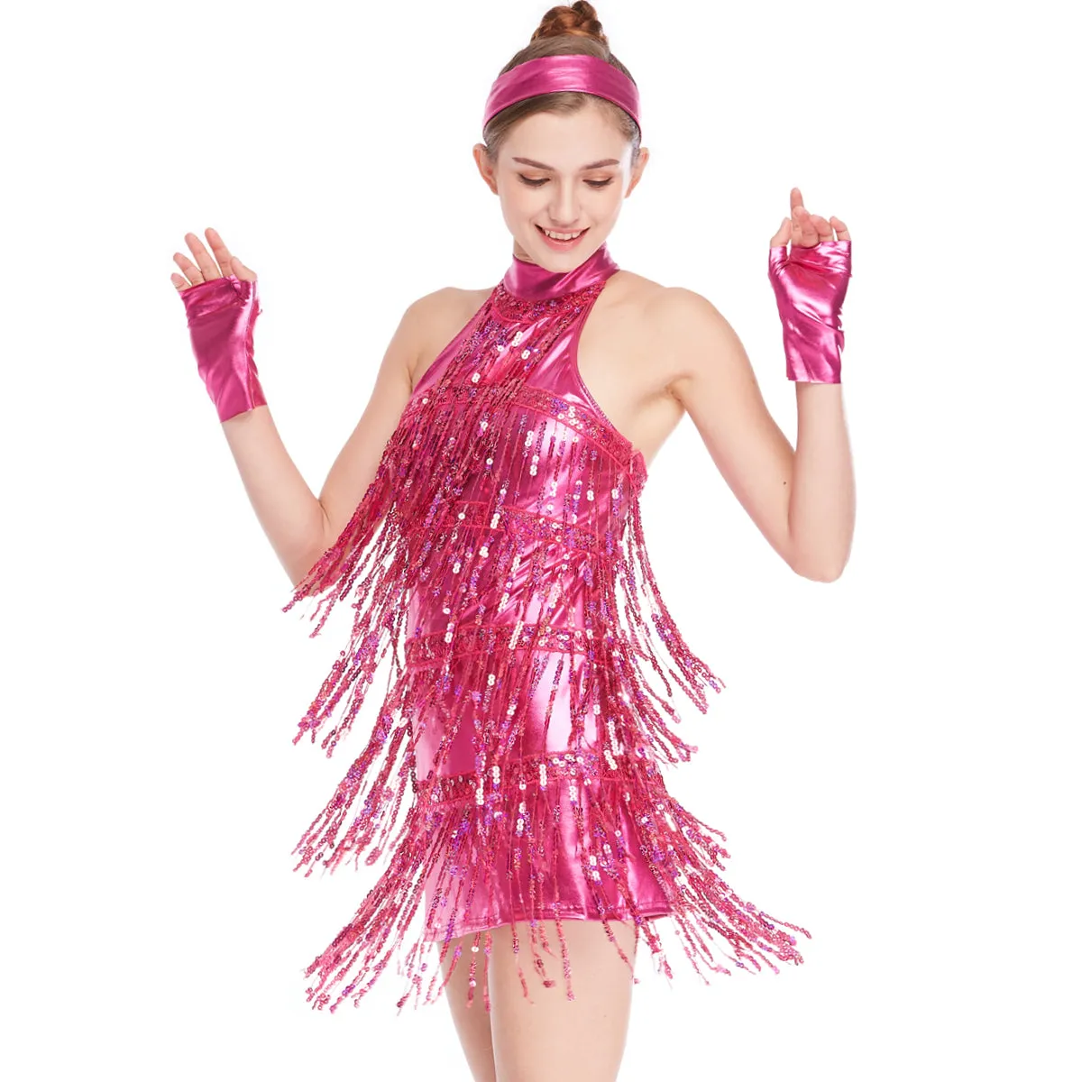 Shiny Sequins-Fringed Tap Costume