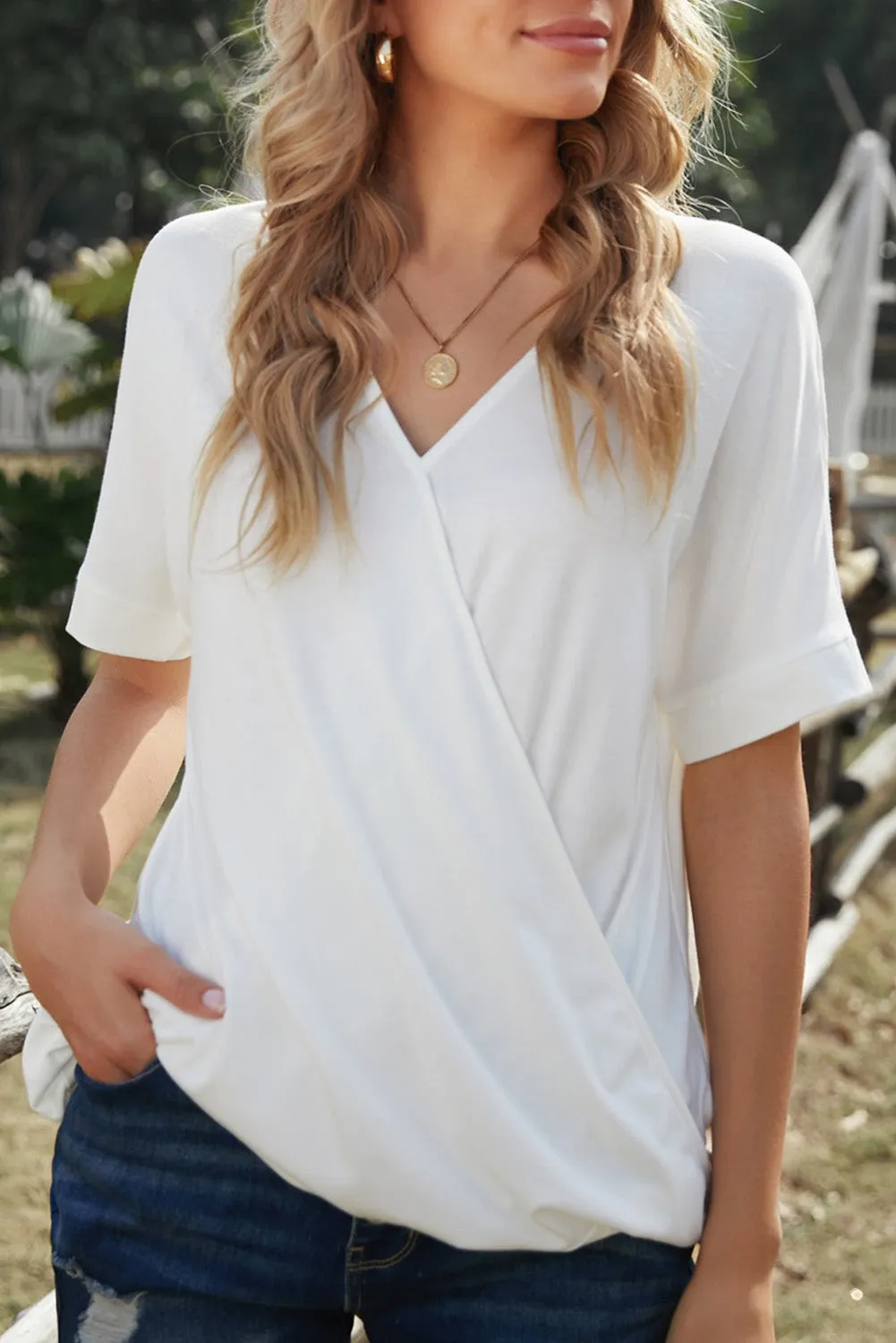 Short Sleeves Drape Knit Top