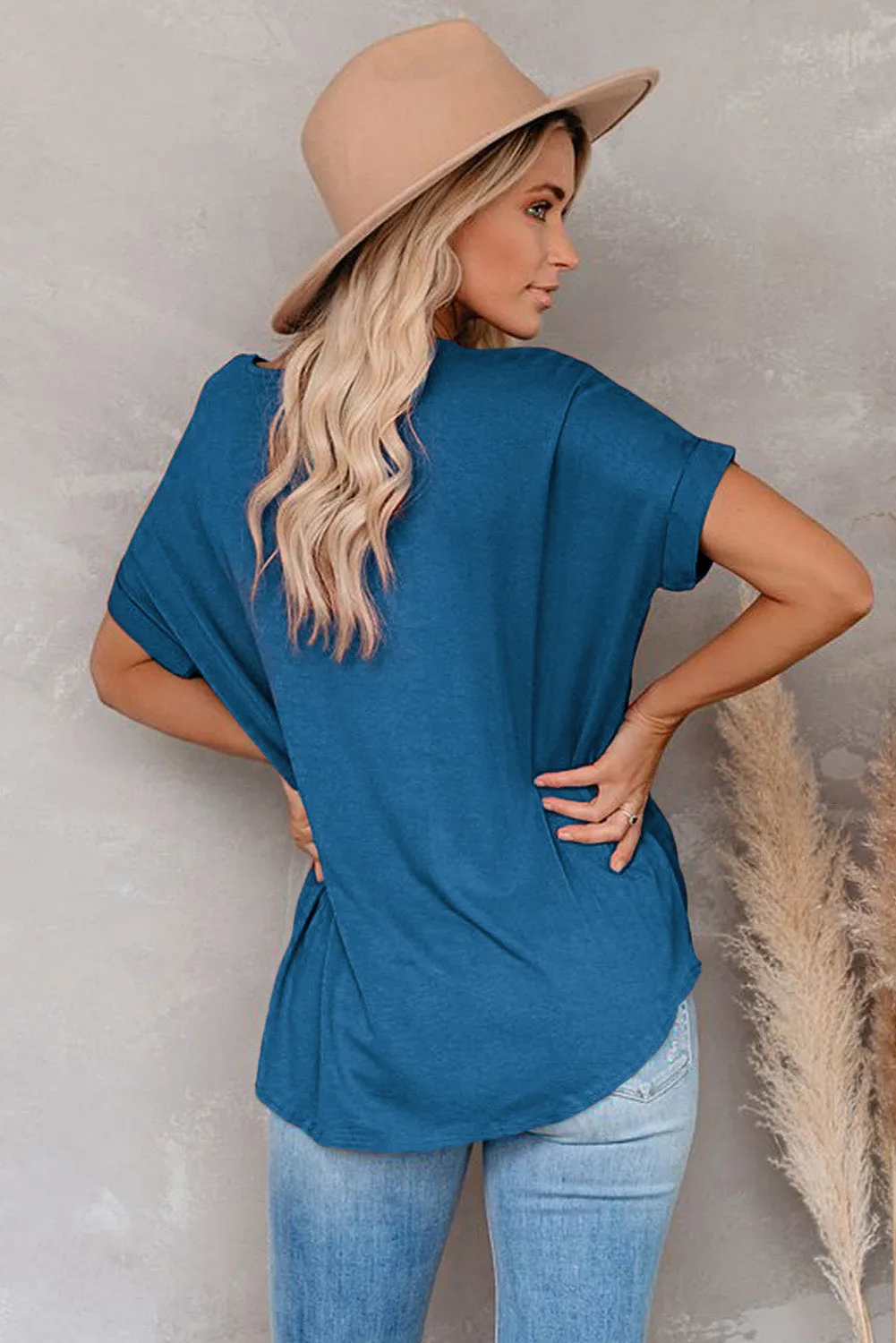 Short Sleeves Drape Knit Top