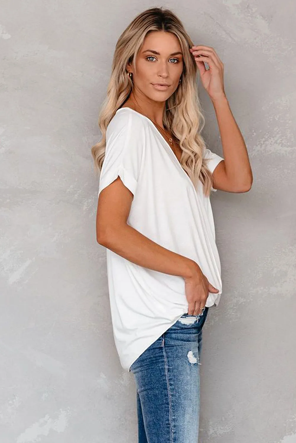 Short Sleeves Drape Knit Top