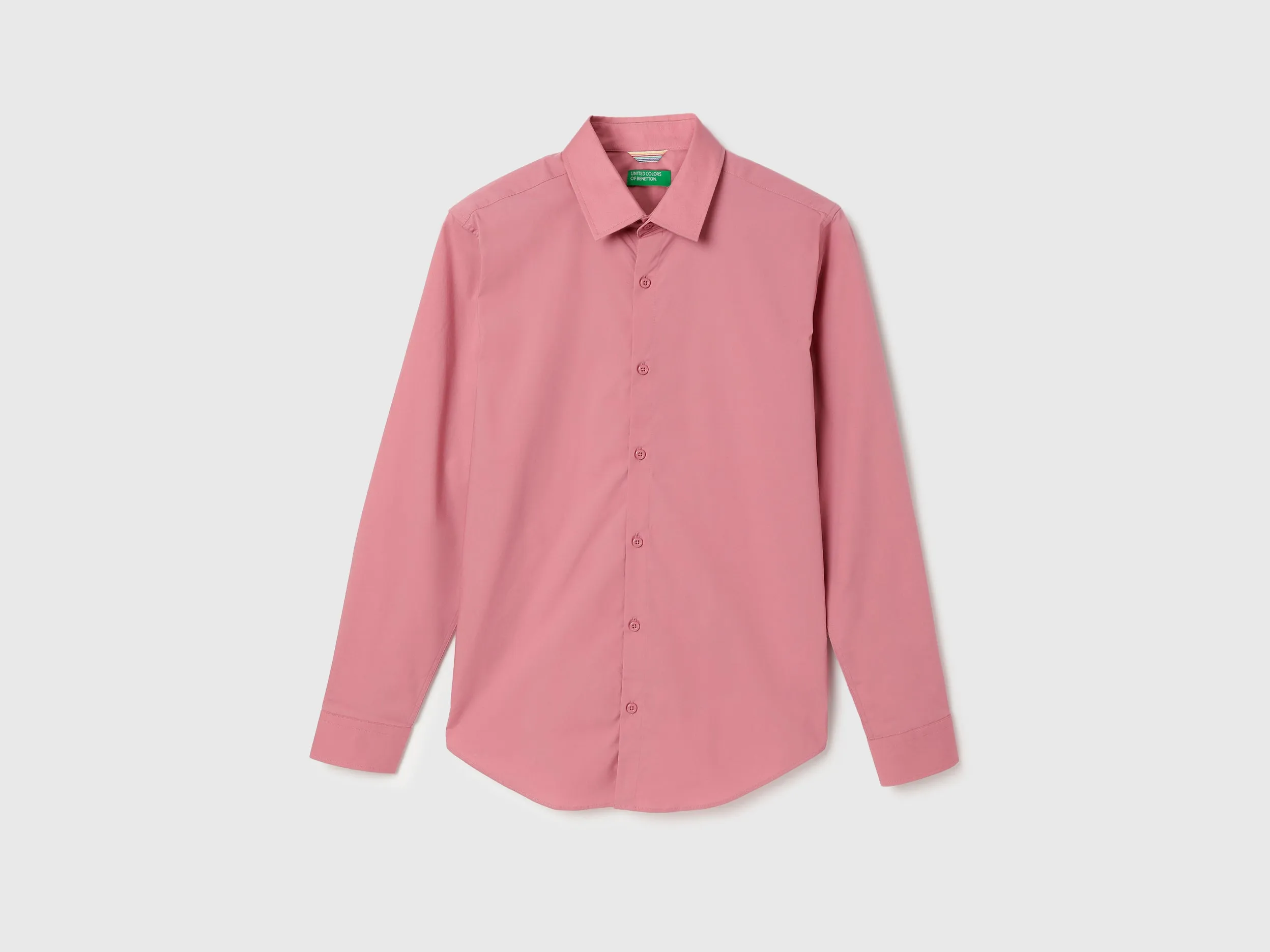 Slim Fit Spread Collar Solid Shirt