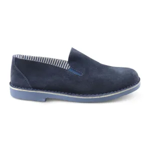 Slip-on blu in camoscio