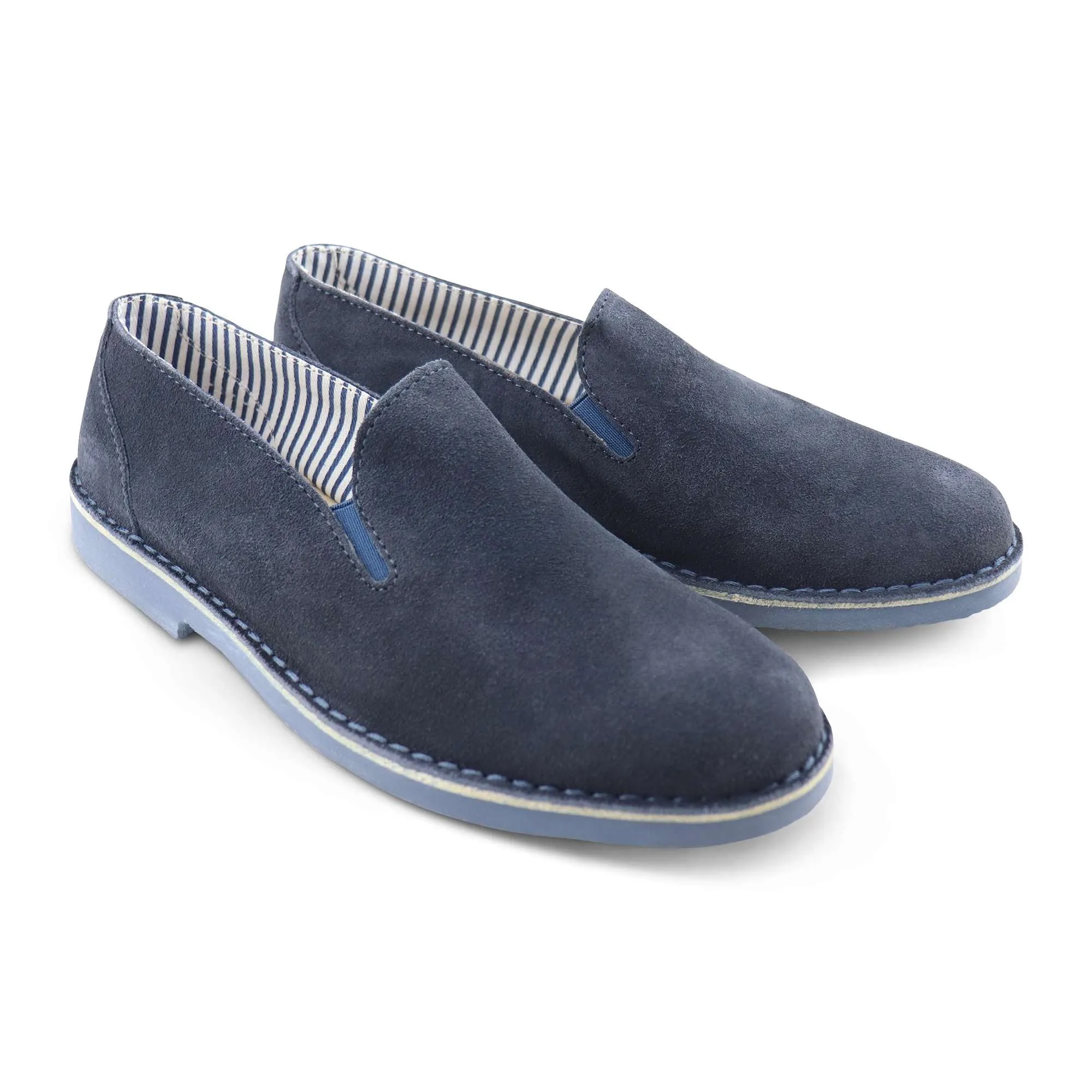 Slip-on blu in camoscio