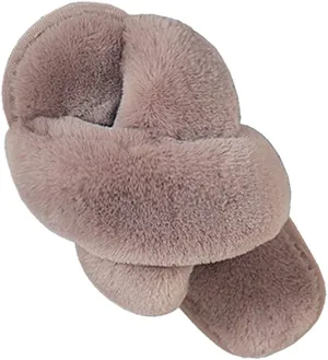 Soft Fur Slippers- Taupe
