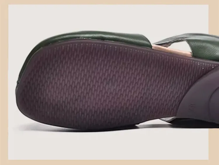 Soft-Soled Soft-Leather Covered-Toe Slippers