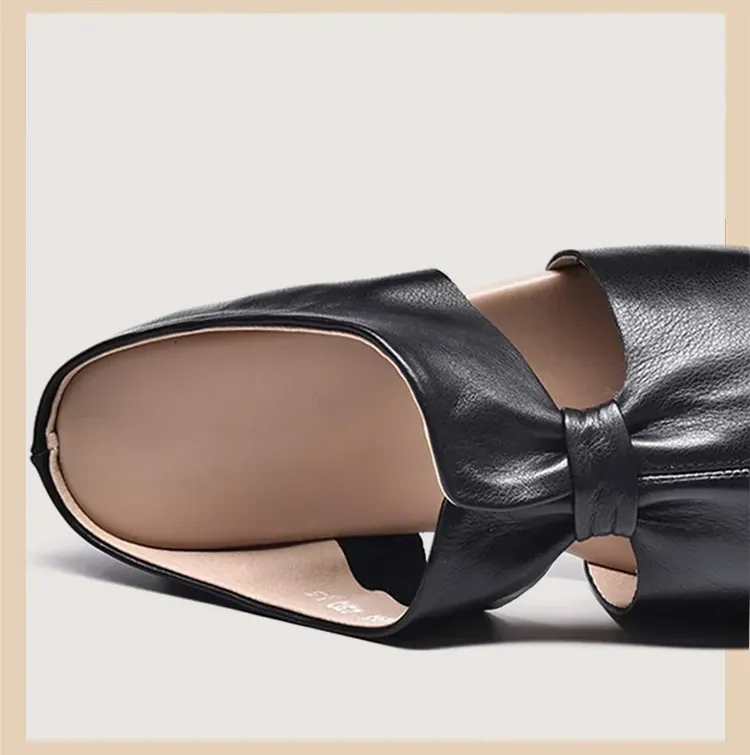 Soft-Soled Soft-Leather Covered-Toe Slippers