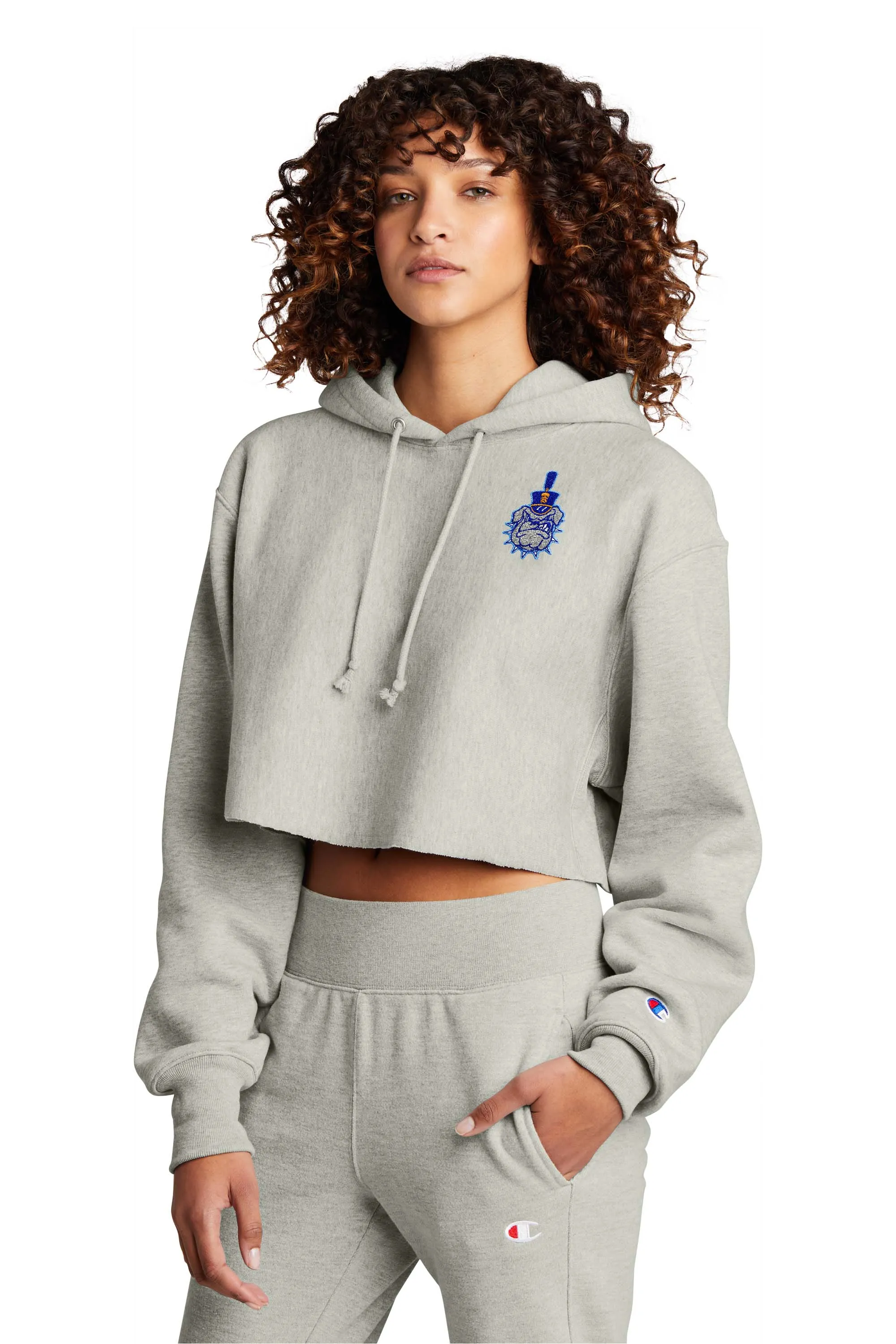 Spike Champion Women’s Reverse Weave Cropped Cut-Off Hooded Sweatshirt
