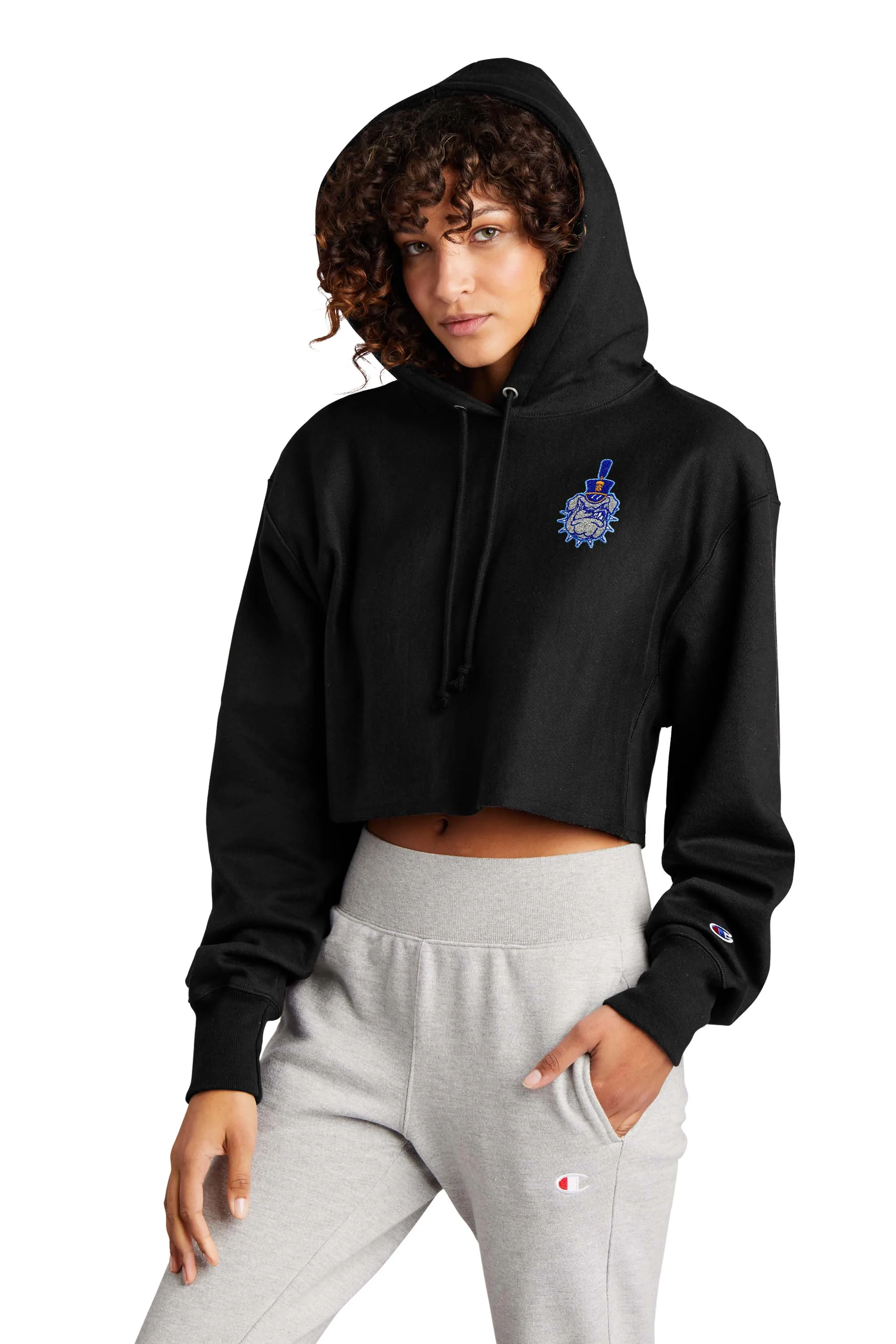 Spike Champion Women’s Reverse Weave Cropped Cut-Off Hooded Sweatshirt