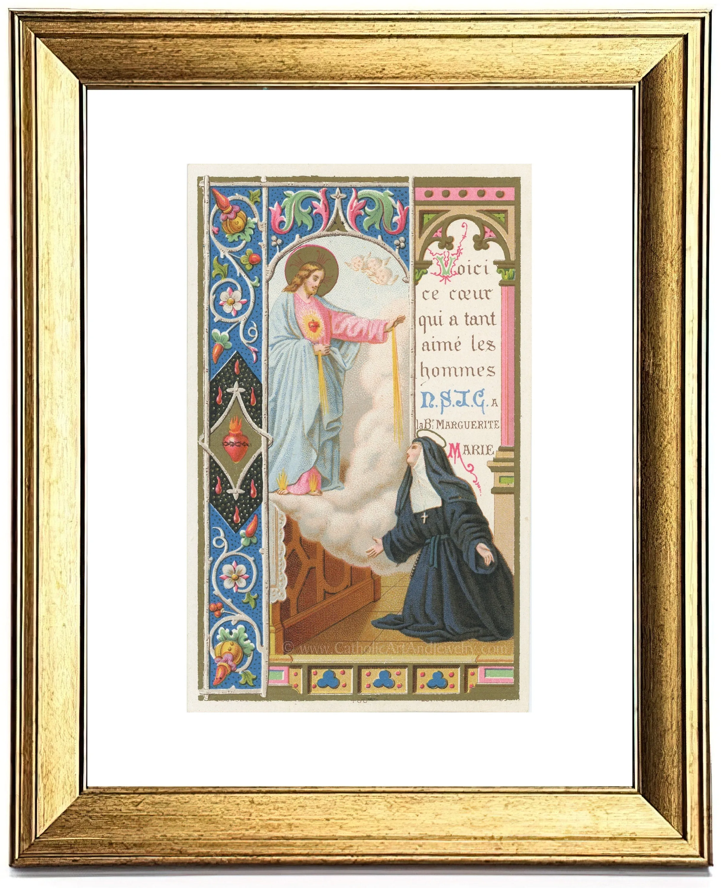St. Margaret Mary – based on Vintage Holy Card – Catholic Art Print – Catholic Gift