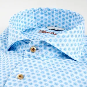 STENSTROMS- Casual Slimline Oxford Shirt Light Blue Pattern