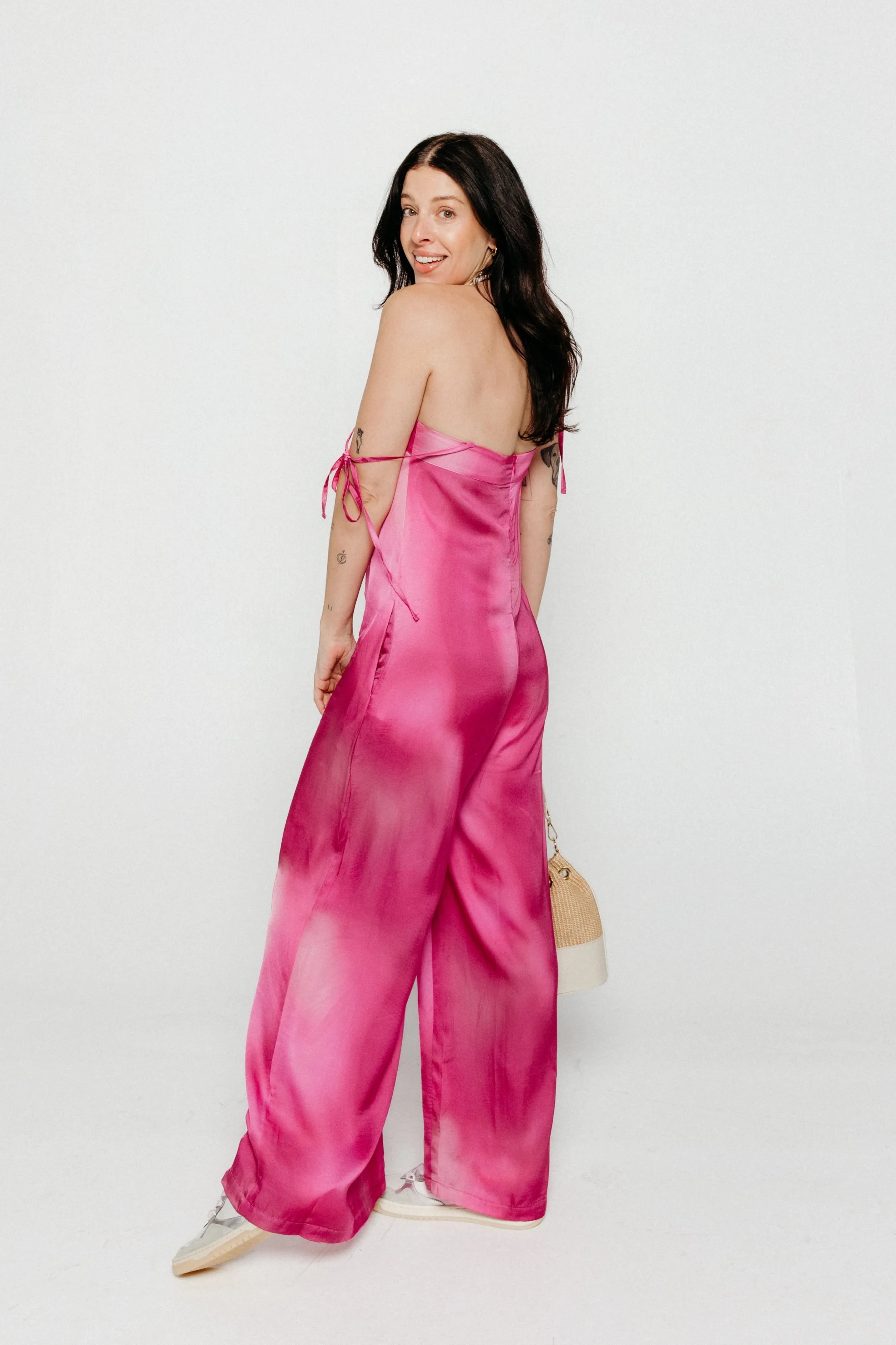 Strappy Jumpsuit Print Pink