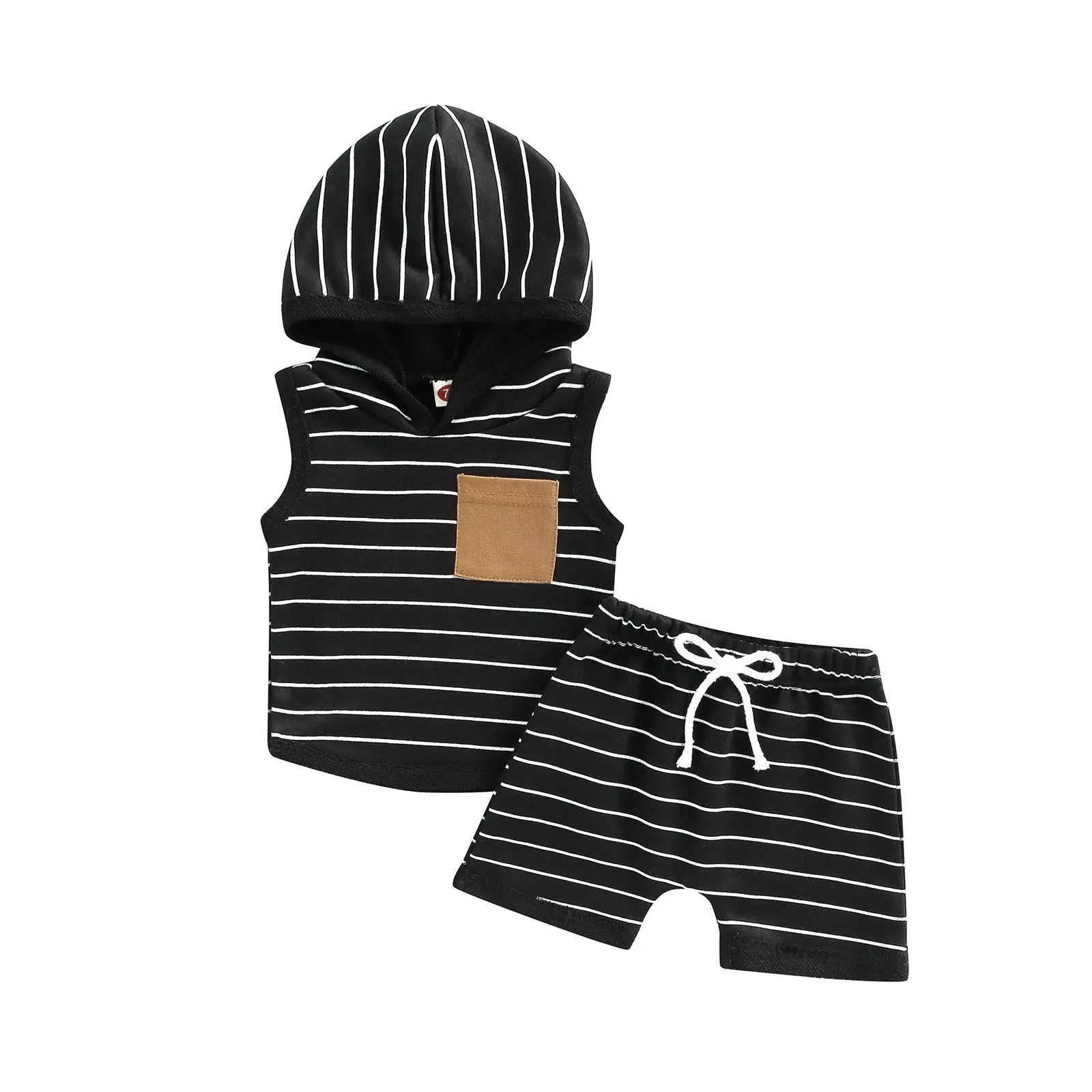 Stripe Hooded Tank Set-4 Colours
