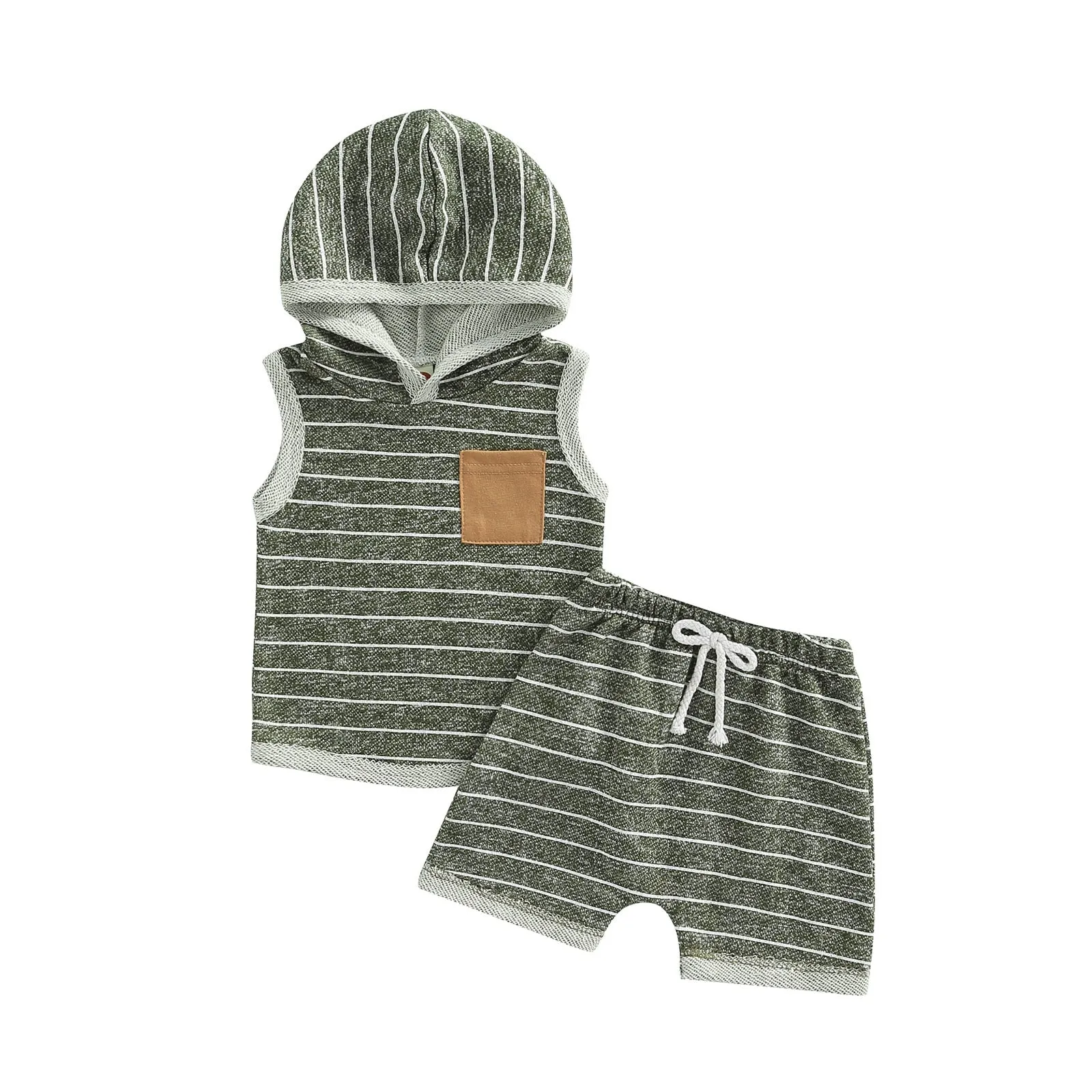 Stripe Hooded Tank Set-4 Colours