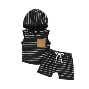 Stripe Hooded Tank Set-4 Colours