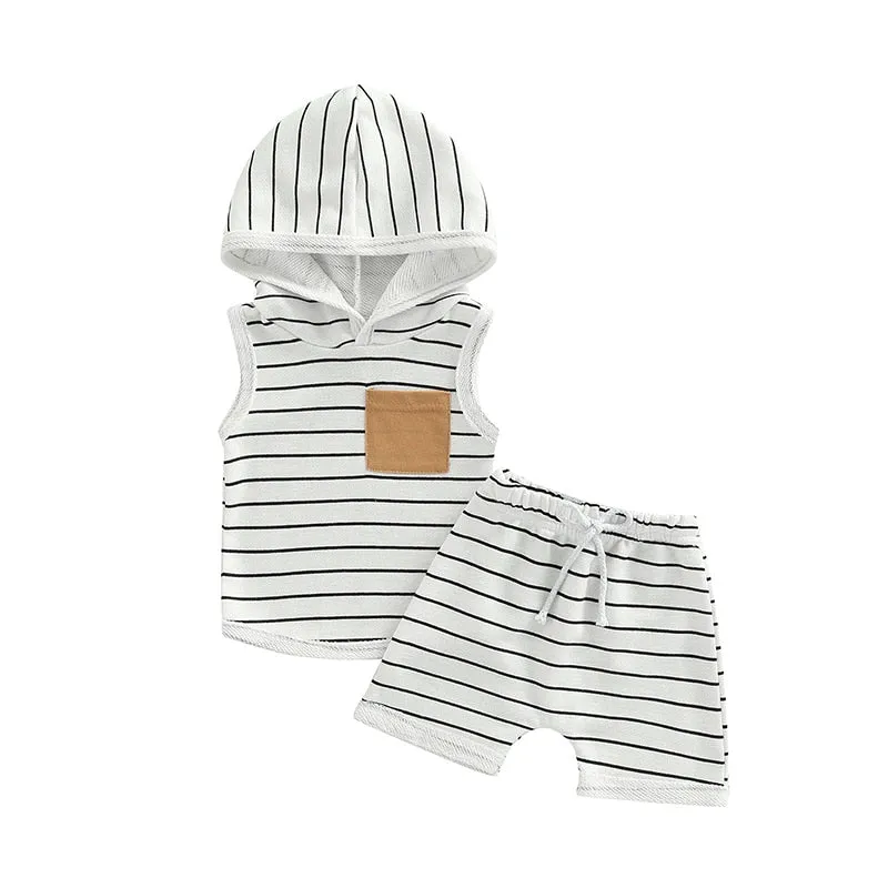 Stripe Hooded Tank Set-4 Colours