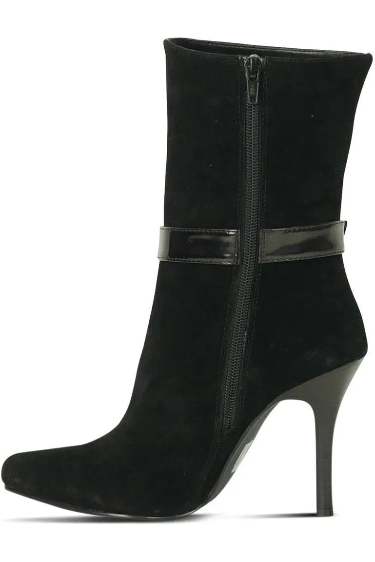 Suede Boot Stacked Heel-Black