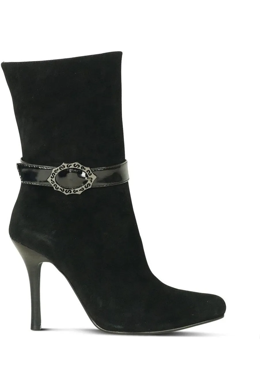 Suede Boot Stacked Heel-Black