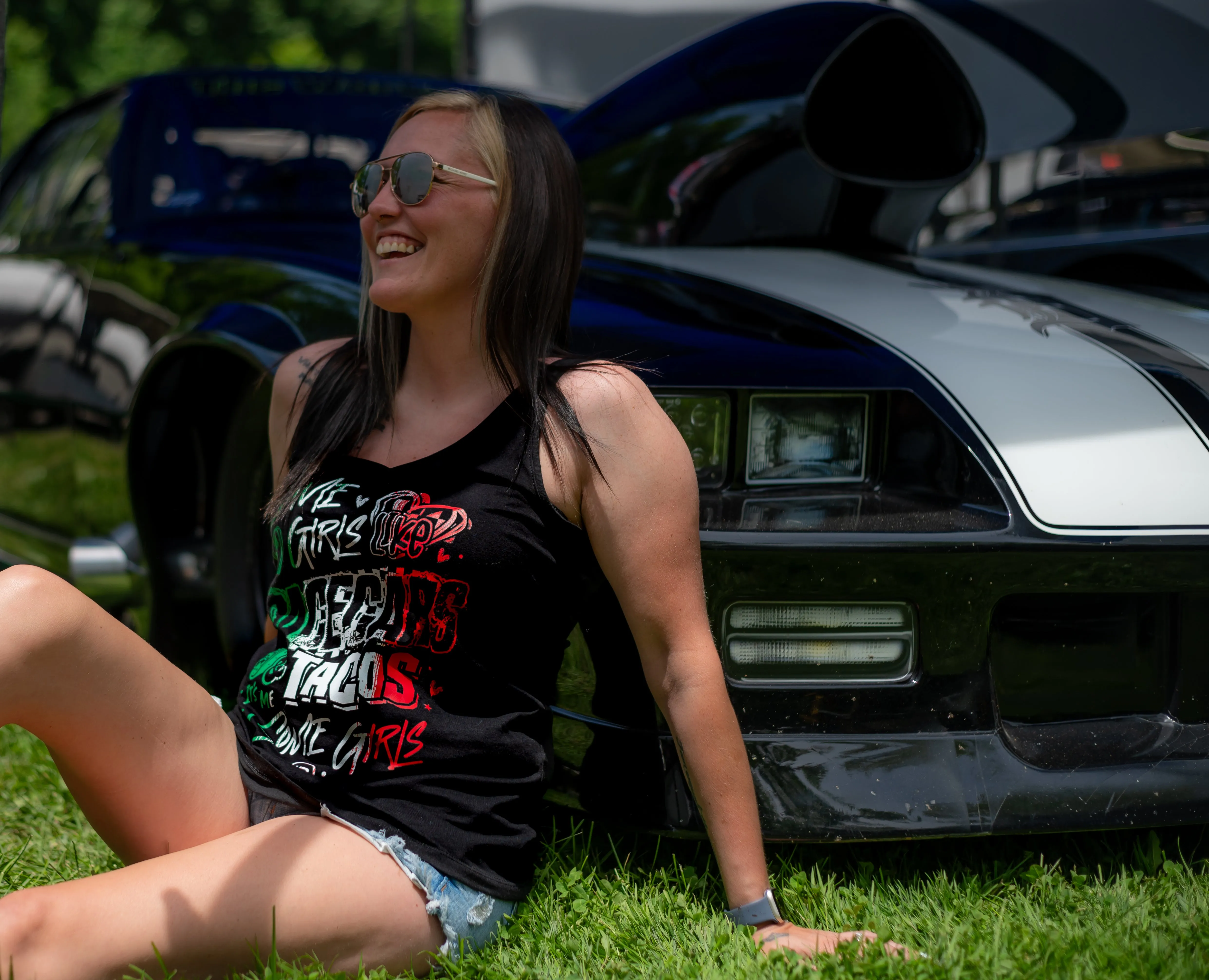 Tacos and Race Cars V-Neck Tank Top