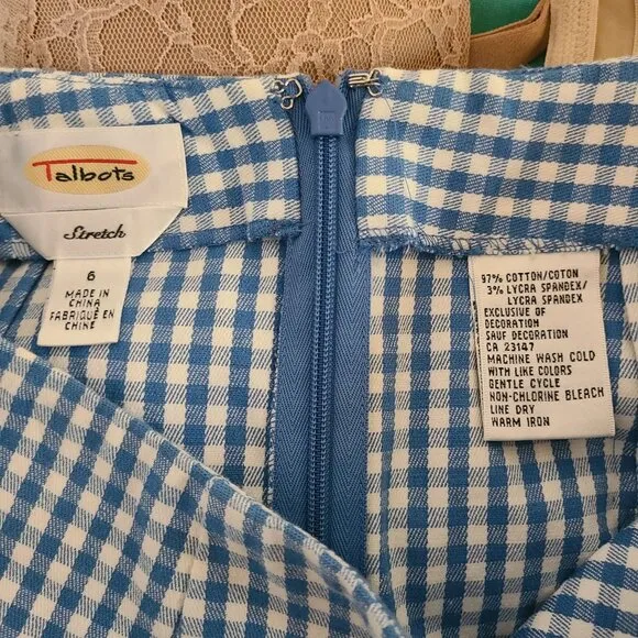 Talbots US Women's Size 6 Blue Picnic Plaid Lightweight Summer Tank Skirt Set NE