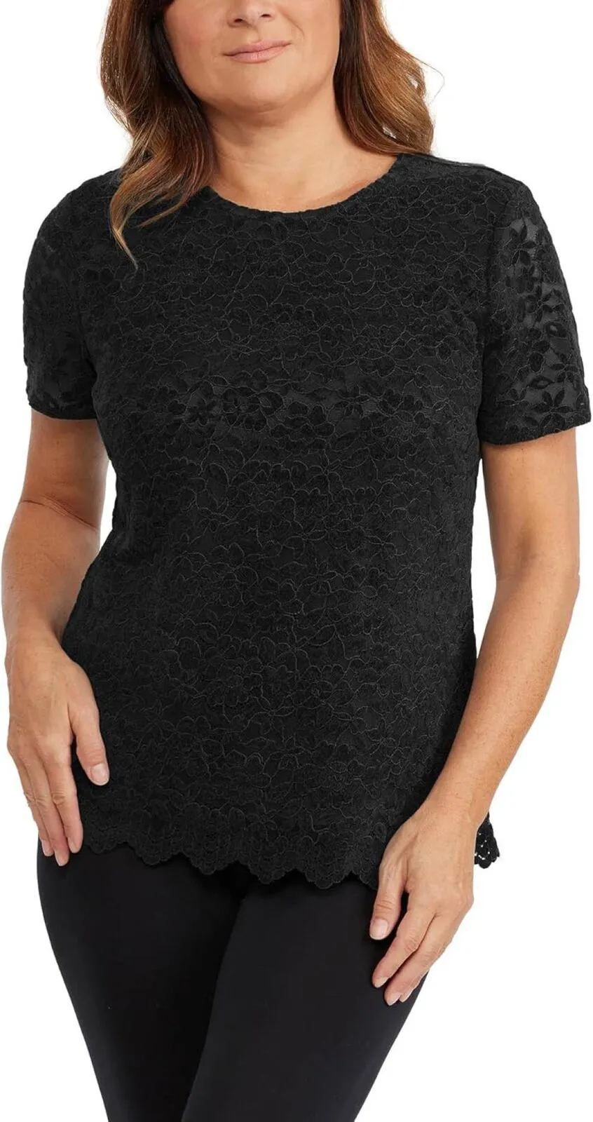 Teddi Rose Womens Lacy Lined Keyhole Top 1753860 Black 2XL