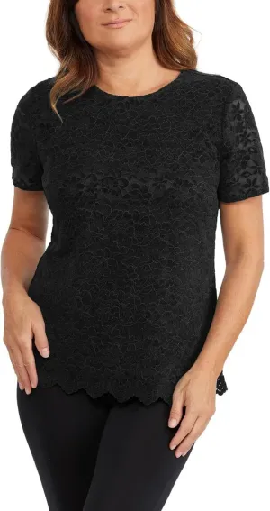 Teddi Rose Womens Lacy Lined Keyhole Top 1753860 Black 2XL