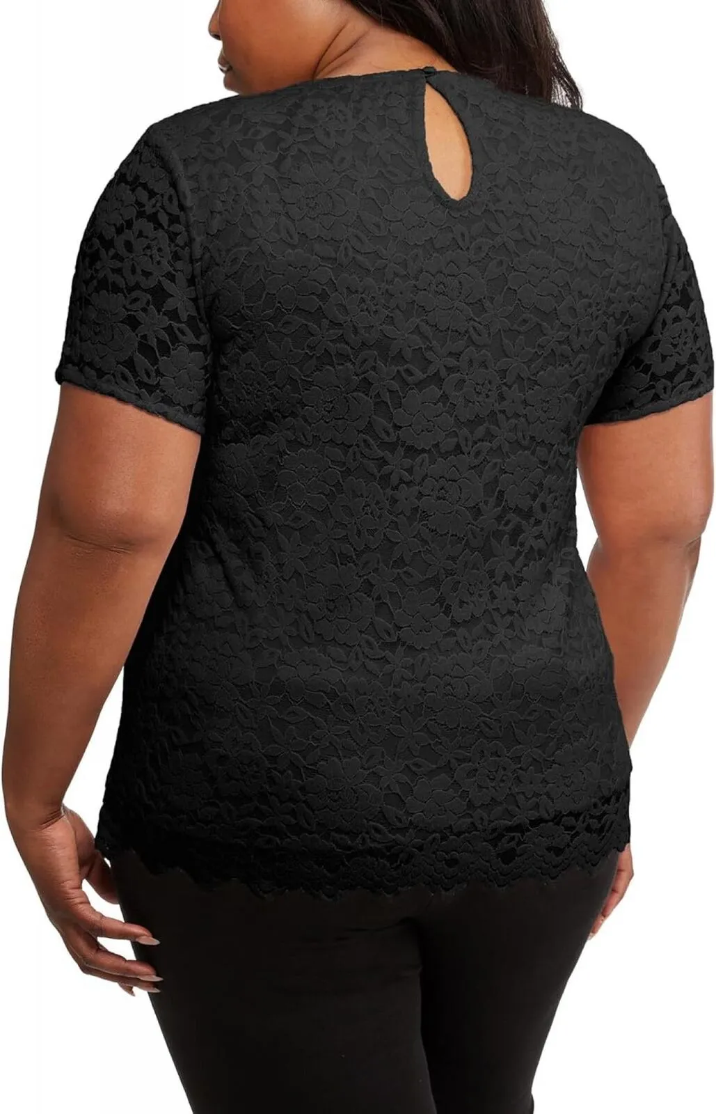 Teddi Rose Womens Lacy Lined Keyhole Top 1753860 Black 2XL