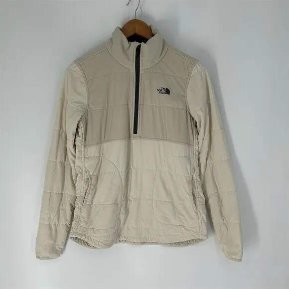 The North Face Mountain Quilted Half Zip Pullover Sweatshirt Beige Size S
