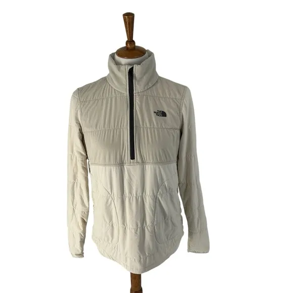 The North Face Mountain Quilted Half Zip Pullover Sweatshirt Beige Size S