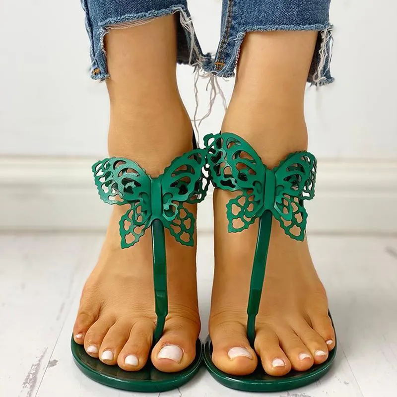 Toe Post Butterfly Design Flat Sandals