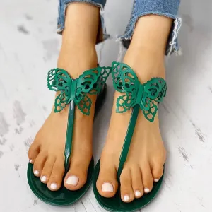 Toe Post Butterfly Design Flat Sandals