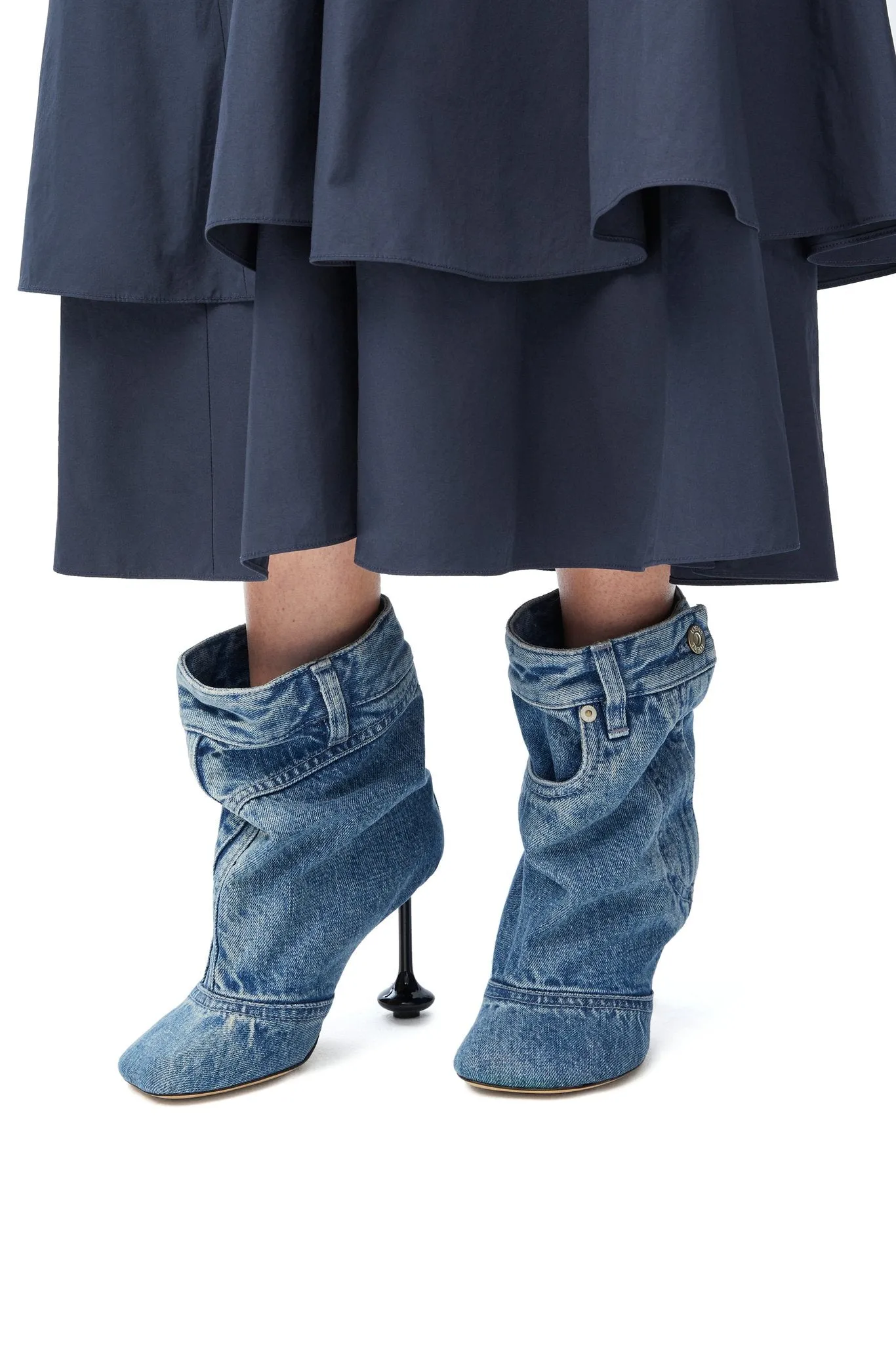 Toy Ankle Bootie In Washed Denim