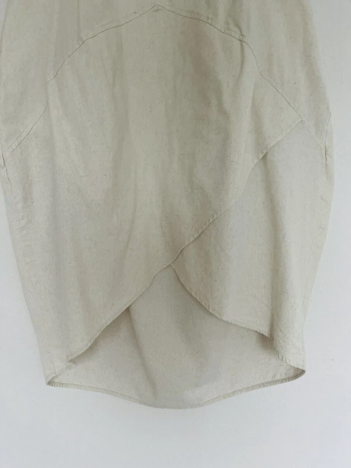 Unbranded Cotton Linen Dress Irregular Hem with Pockets Cream Boho Lagenlook