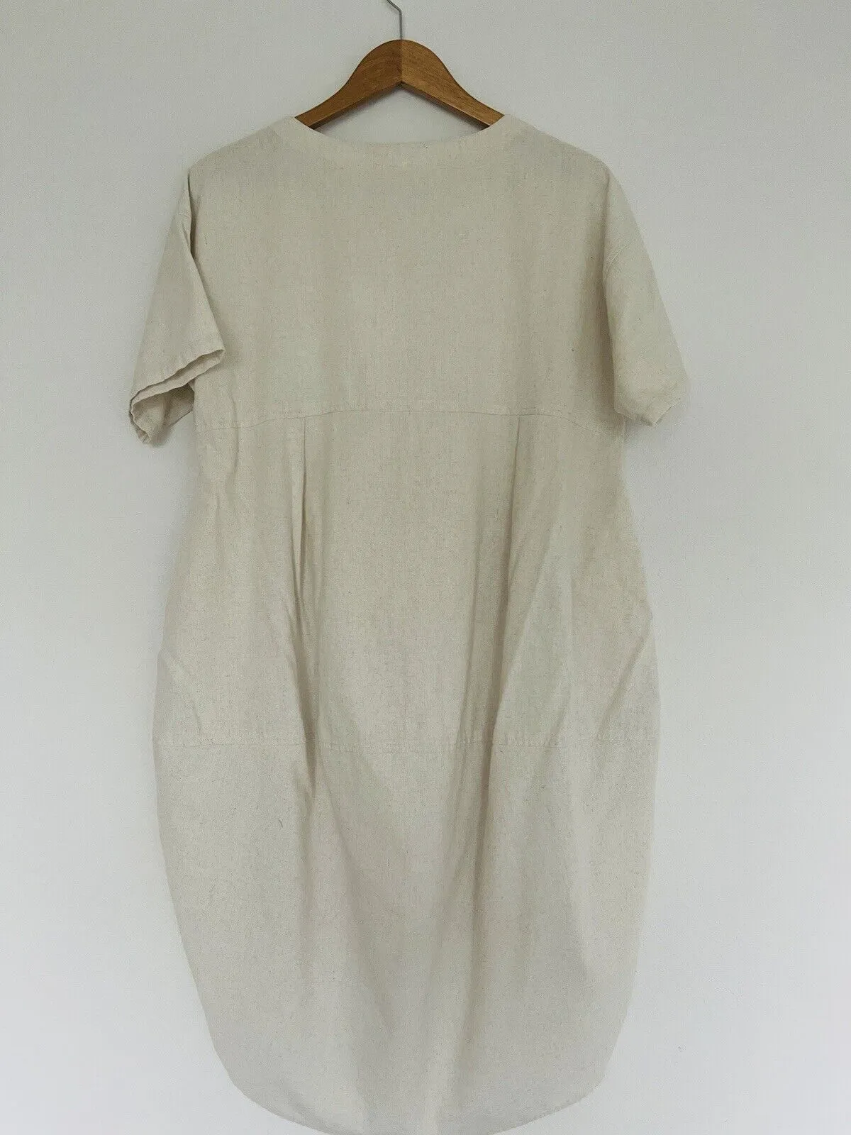 Unbranded Cotton Linen Dress Irregular Hem with Pockets Cream Boho Lagenlook