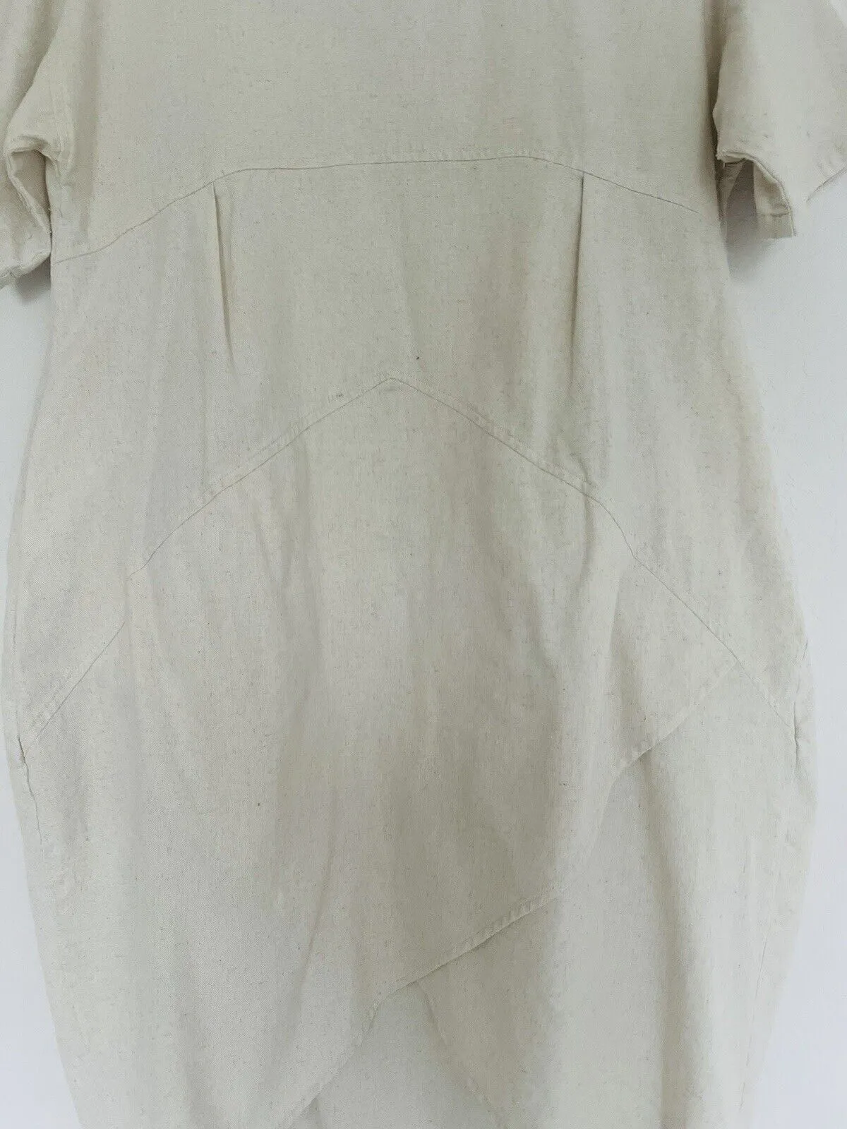 Unbranded Cotton Linen Dress Irregular Hem with Pockets Cream Boho Lagenlook