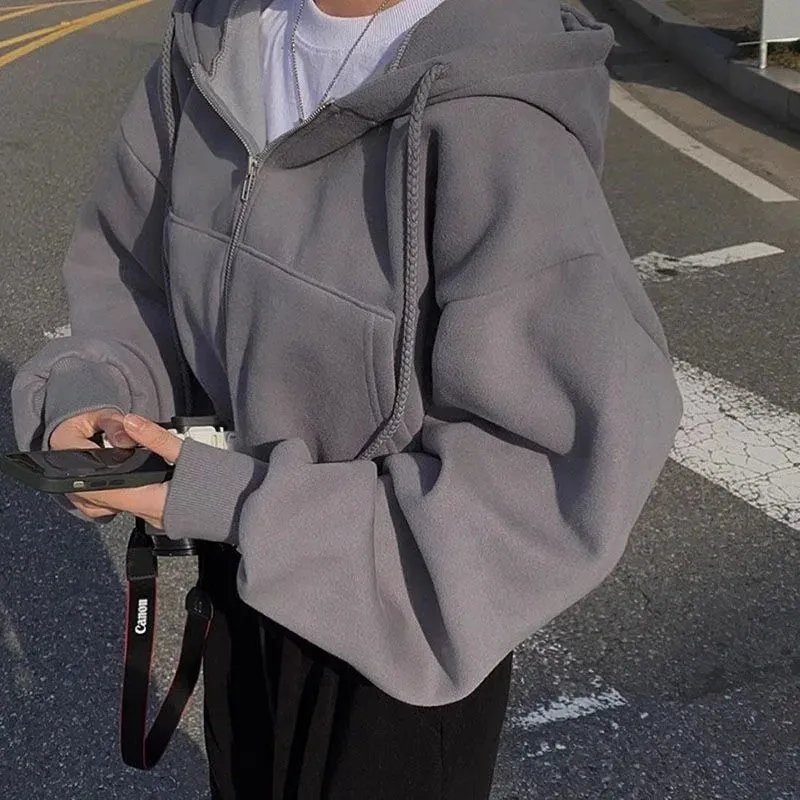Urban Vibe™ | Women's Long Sleeve Crop Hoodie | Casual Y2K Style, Zipper Closure, Soft Fabric for Streetwear