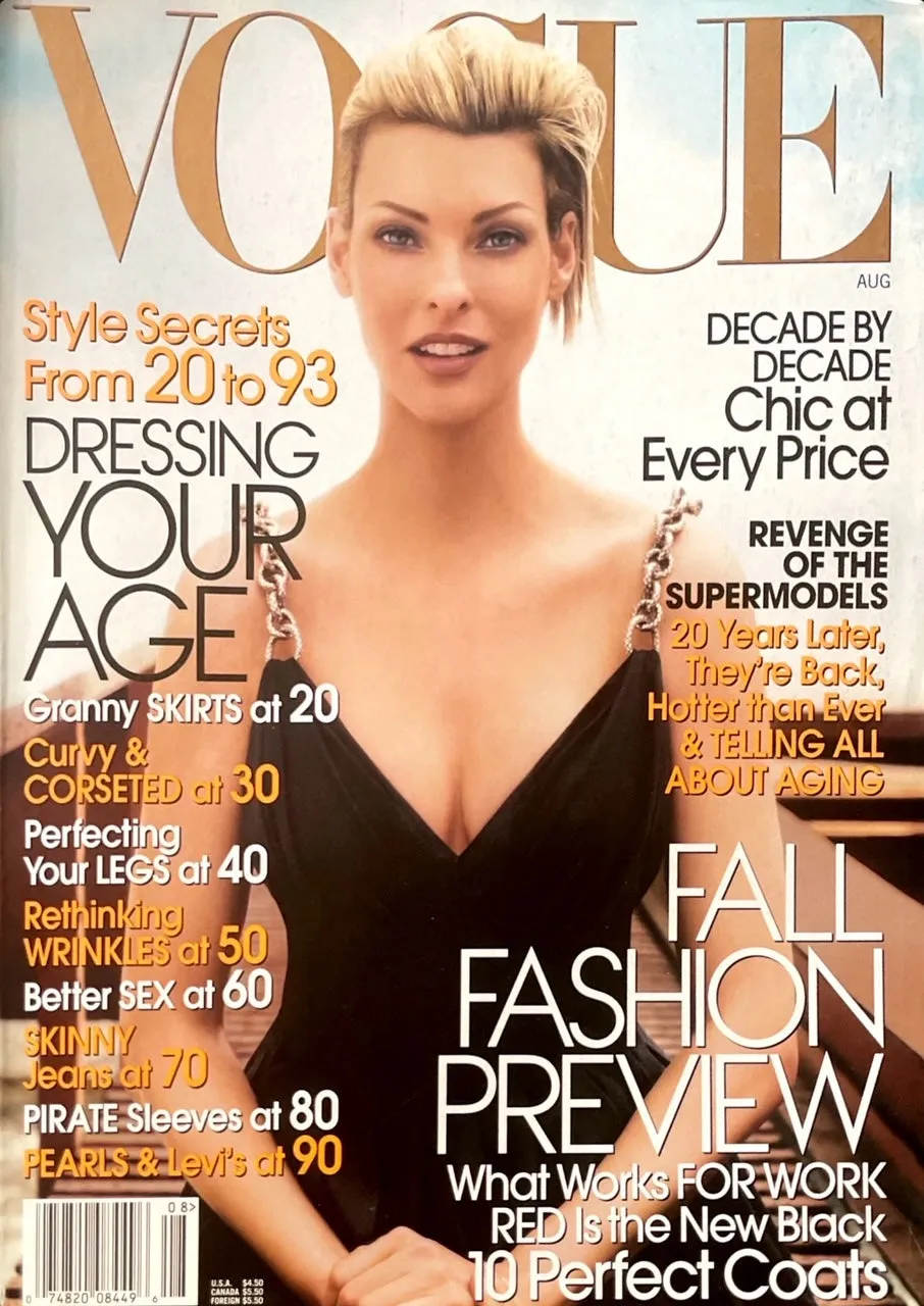 VOGUE Magazine US August 2006 LINDA EVANGELISTA Christy Turlington ANGELA LINDVALL