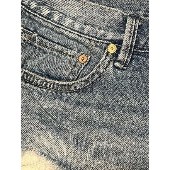 We The Free Women's Distressed Button Fly Cut Off Jean Shorts Size 27