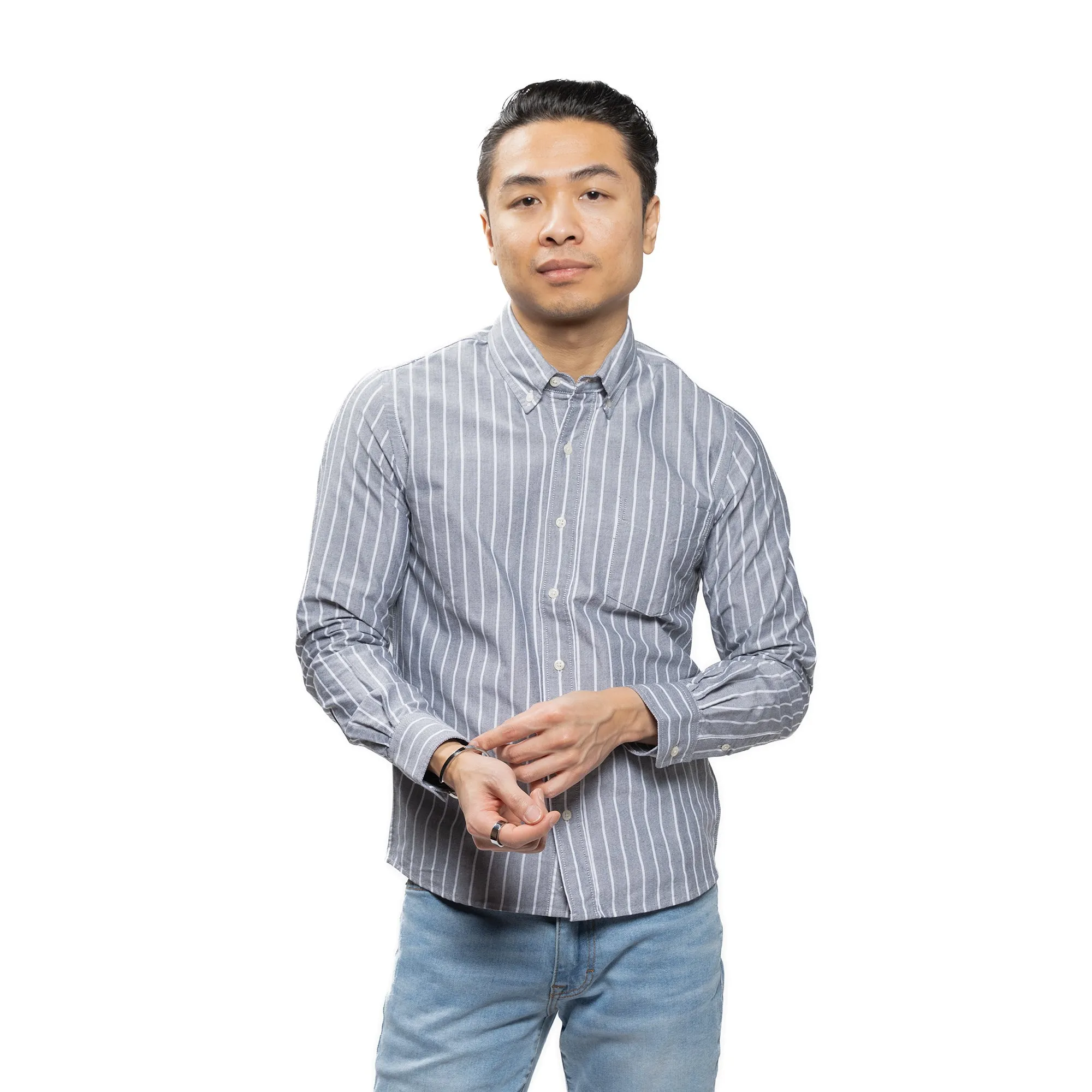 Weekend Oxford Slim Fit - Grey Stripe