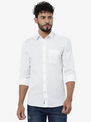 White Solid Slim Fit Casual Shirt | JadeBlue