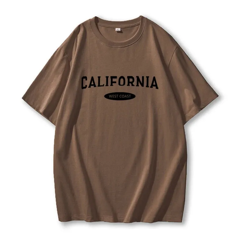 Women Simple Letter Print Cotton T-shirts