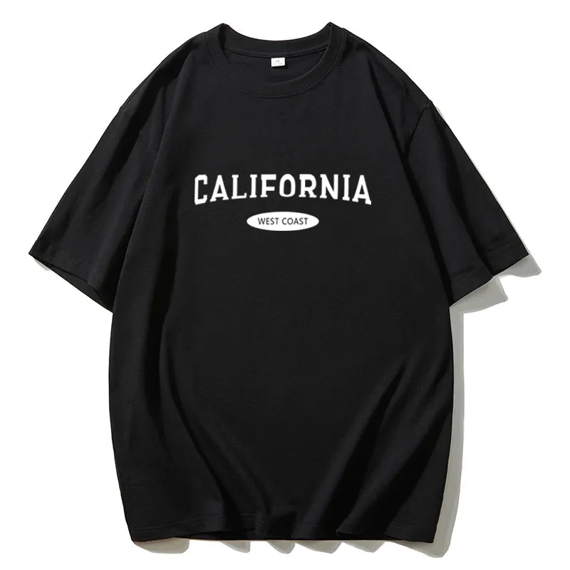 Women Simple Letter Print Cotton T-shirts