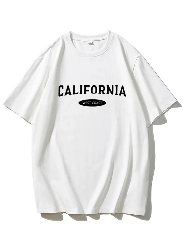 Women Simple Letter Print Cotton T-shirts
