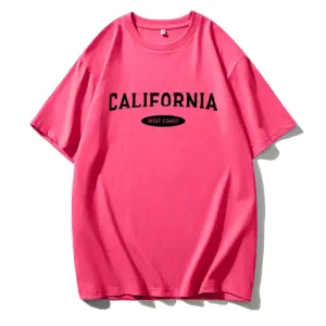 Women Simple Letter Print Cotton T-shirts