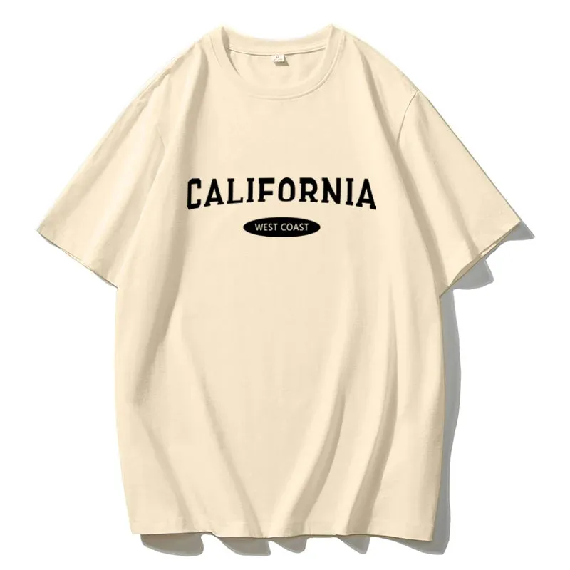 Women Simple Letter Print Cotton T-shirts